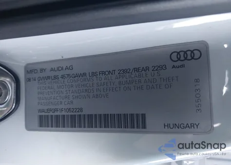 2015 Audi A3 2.0T Premium из США, поврежденный, VIN WAUEFGFF1F1052228